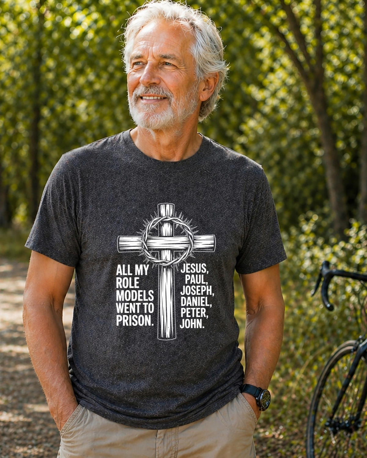 All My Role Models Went To Prison Shirt Christian Faith Tee Jesus Cross Graphic Top Youth Adult Hoodie Crewneck Sweater Bible Believer Top