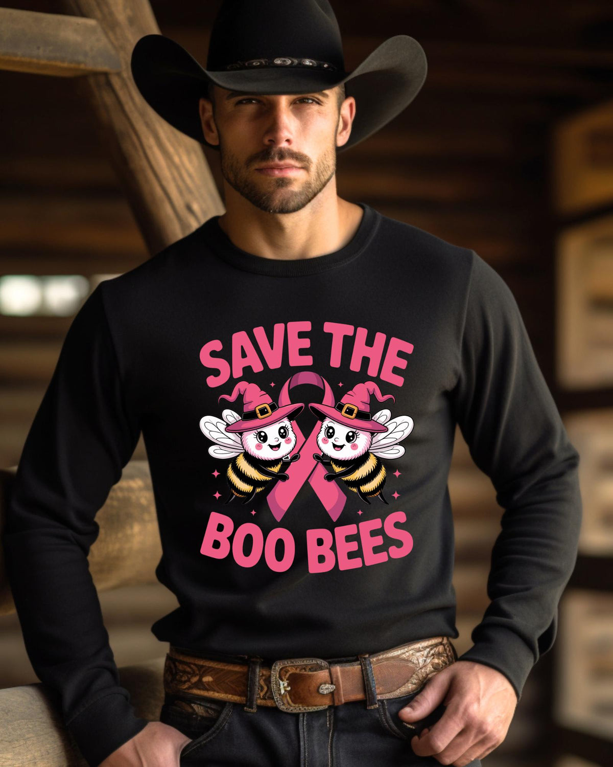 Save The Boo Bees Shirt Funny Breast Cancer Awareness Tee Pink Ribbon Halloween Top Womens Crewneck Sweater Adult Hoodie Survivor Gift!