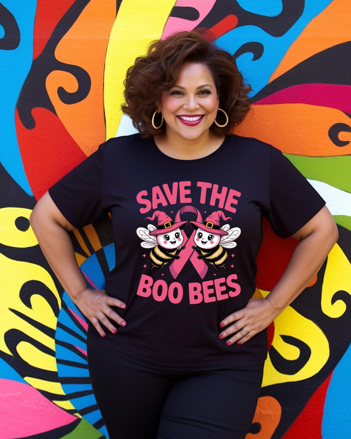 Save The Boo Bees Shirt Funny Breast Cancer Awareness Tee Pink Ribbon Halloween Top Womens Crewneck Sweater Adult Hoodie Survivor Gift!