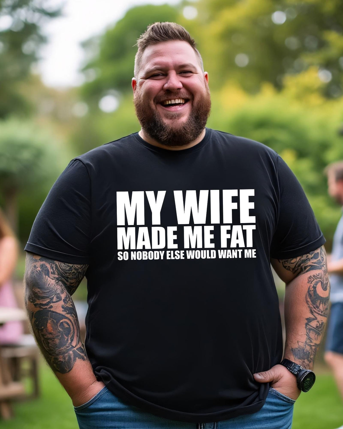 My Wife Made Me Fat Shirt Funny Husband Graphic Tee Dad Bod Humor Top Mens Sarcastic Hoodie Adult Crewneck Sweater Anniversary Gag Gift!