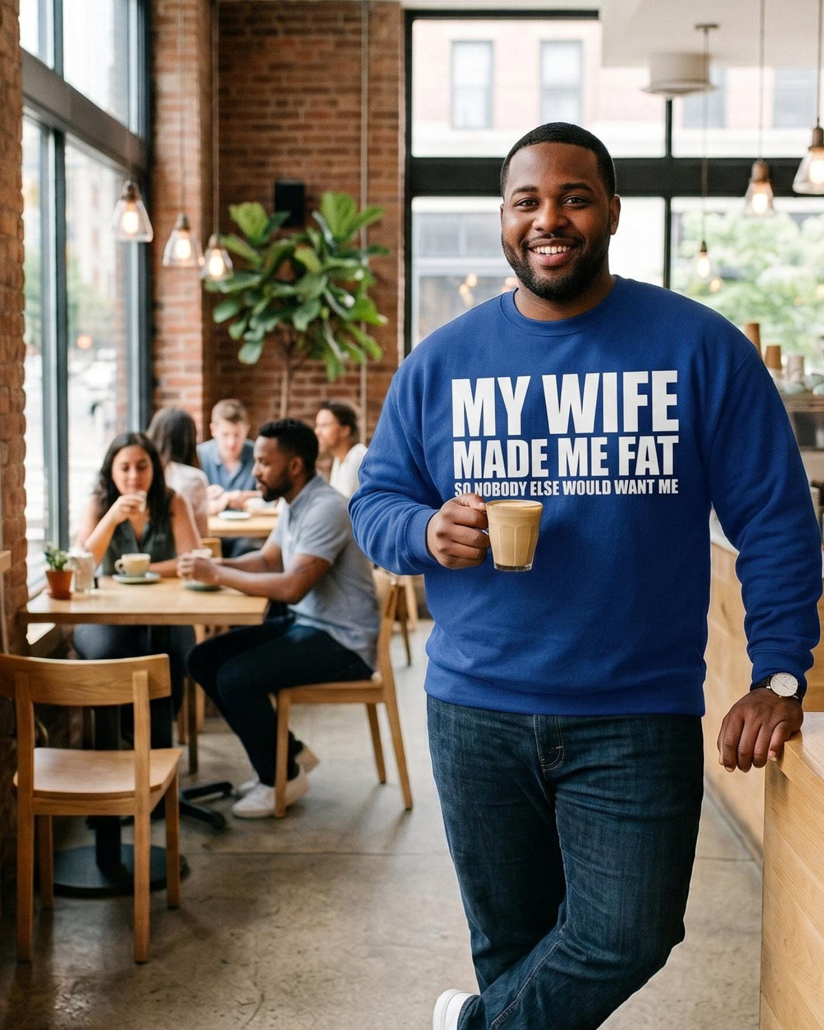 My Wife Made Me Fat Shirt Funny Husband Graphic Tee Dad Bod Humor Top Mens Sarcastic Hoodie Adult Crewneck Sweater Anniversary Gag Gift!