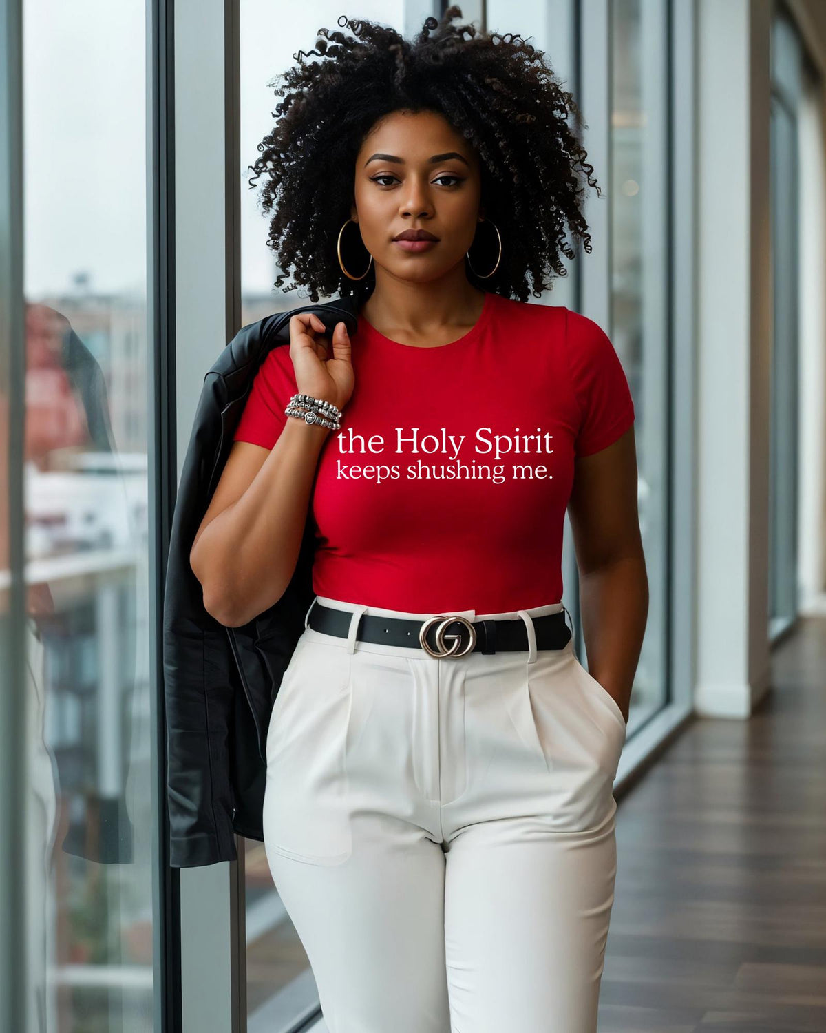 The Holy Spirit Keeps Shushing Me Shirt Funny Christian Tee Sarcastic Faith Top Adult Youth Hoodie Crewneck Sweater Sassy Believer Gift!