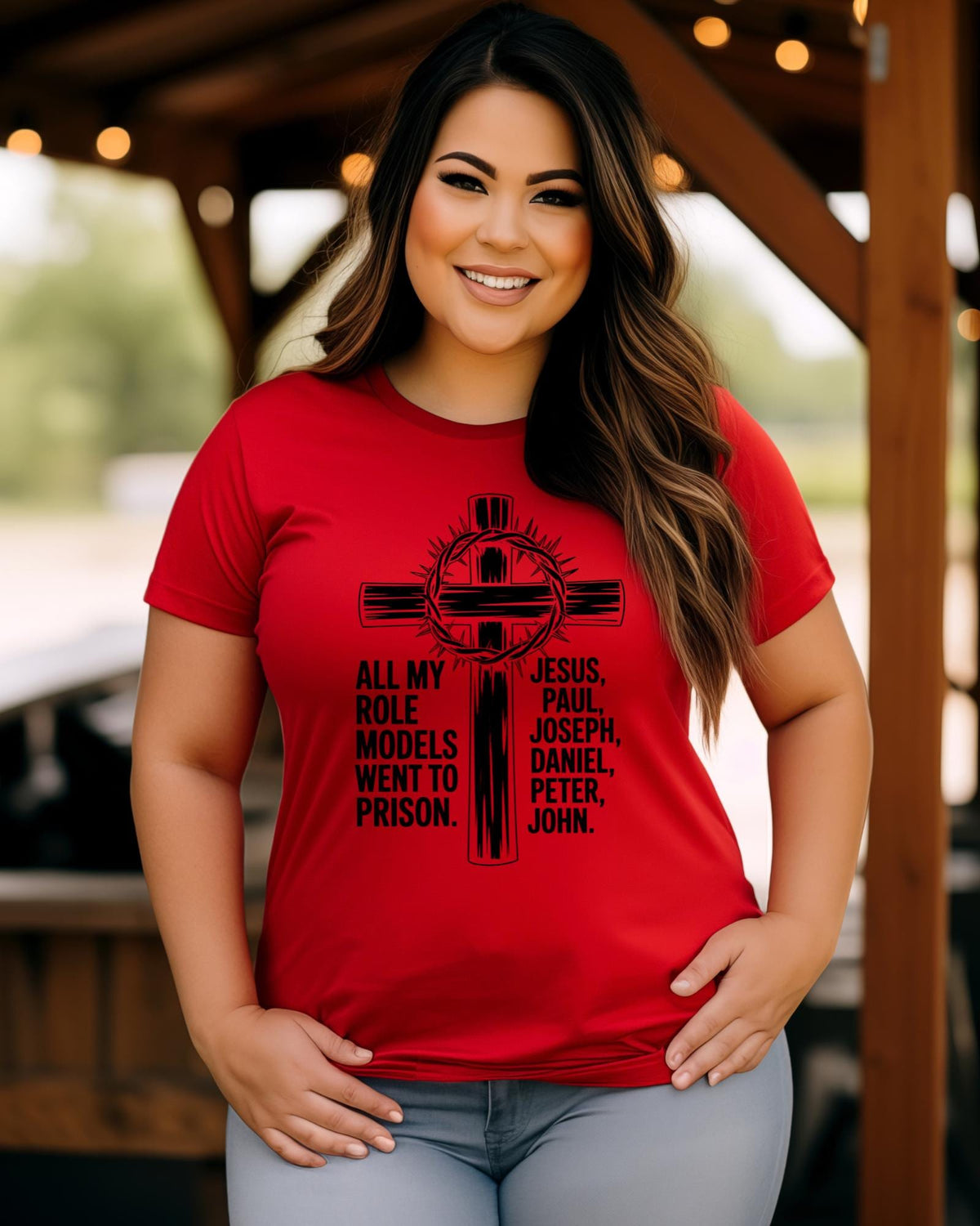 All My Role Models Went To Prison Shirt Christian Faith Tee Jesus Cross Graphic Top Youth Adult Hoodie Crewneck Sweater Bible Believer Top