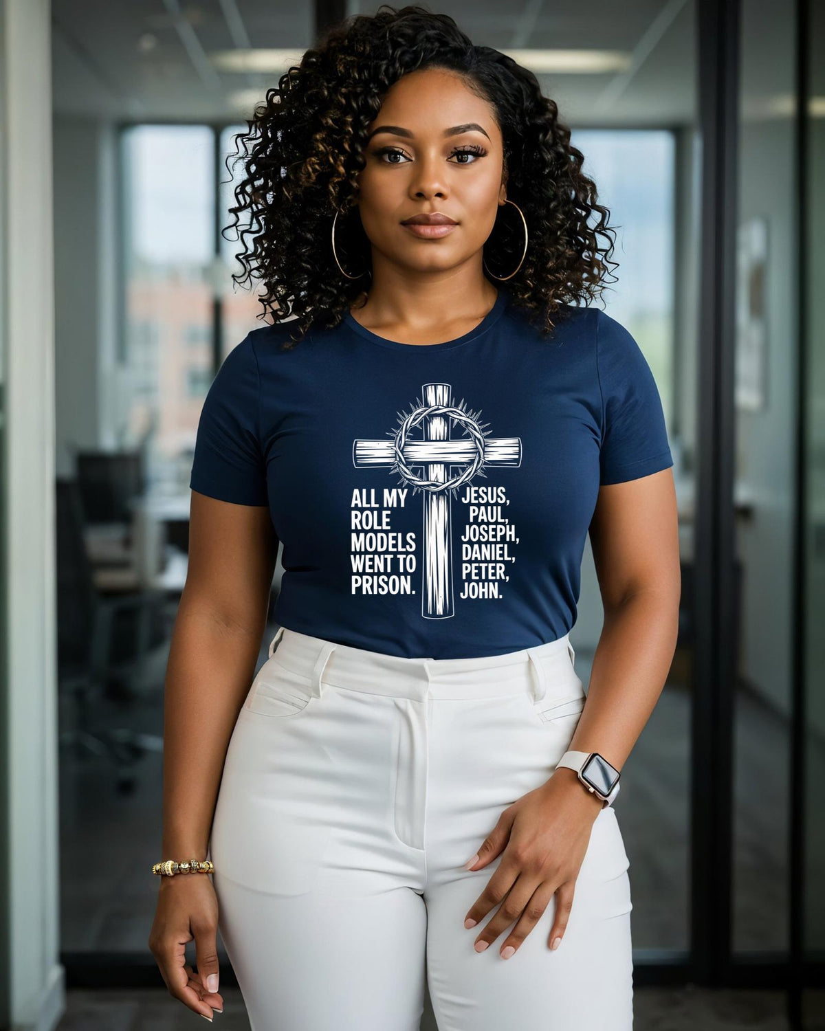 All My Role Models Went To Prison Shirt Christian Faith Tee Jesus Cross Graphic Top Youth Adult Hoodie Crewneck Sweater Bible Believer Top