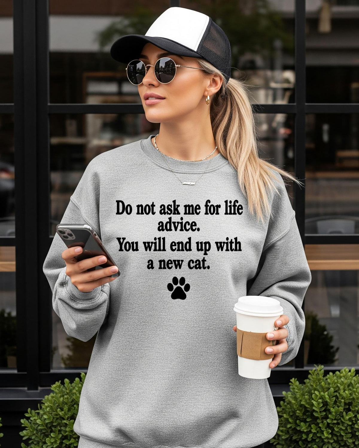 Funny Cat Lover Shirt Do Not Ask Me For Life Advice Tee Crazy Cat Lady Graphic Top Youth Adult Hoodie Crewneck Sweater Pet Adoption Gift!
