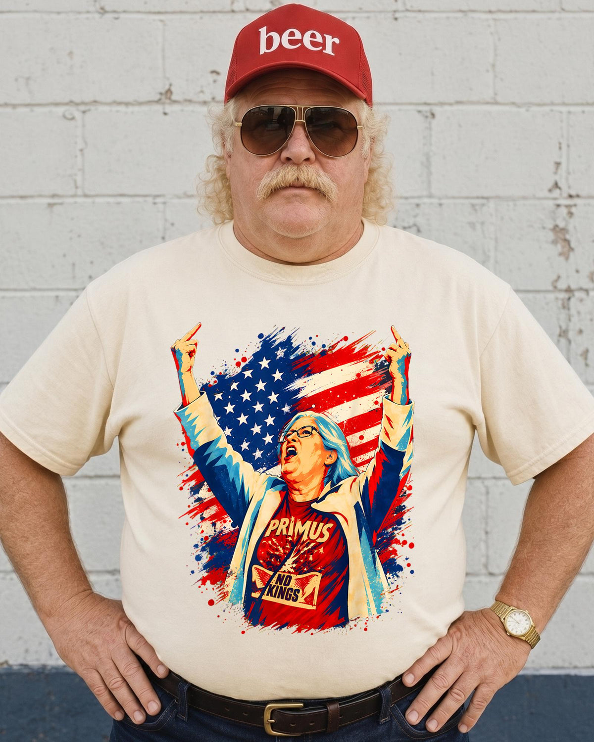 Funny Primus No Kings Shirt Aunt Sue Graphic Tee Edgy Patriotic Top Adult Youth Hoodie Crewneck Sweater Sarcastic Double Bird Gift